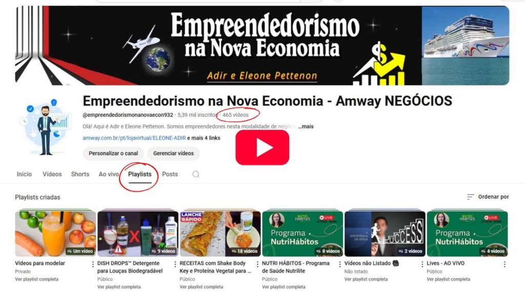 nessa imagem está um link que será redirecionado para nosso canal do youtube exclusivo de Produtos e Negócios Amway