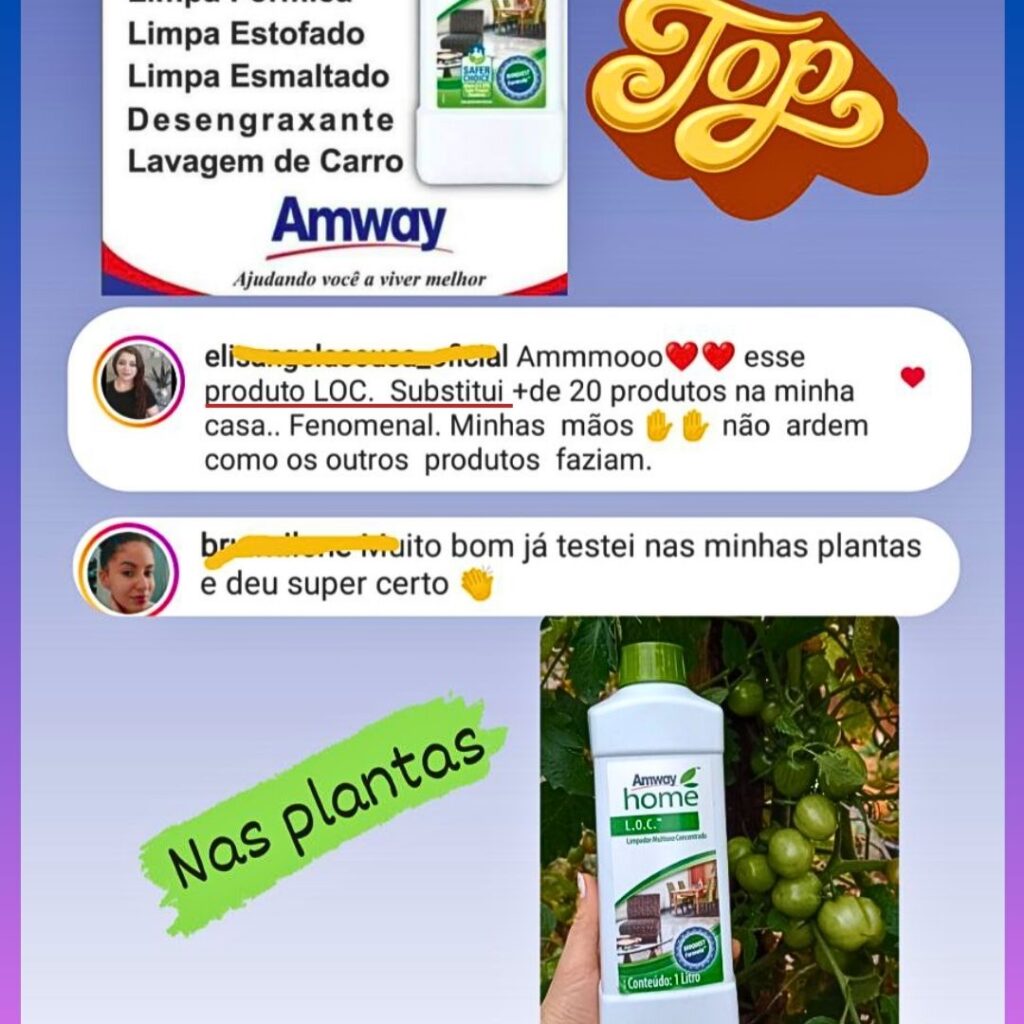 Um depoimento recebido no youtube sobreo Limpador Multiuso Concentrado LOC da Amway Home