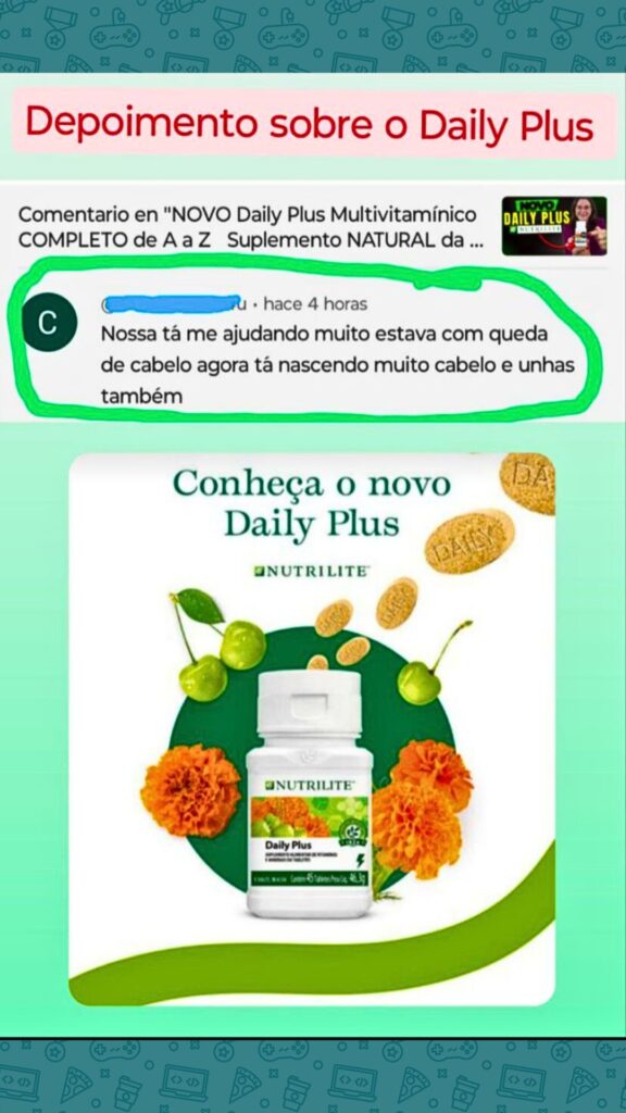 Cliente realata seu beneficio após começar a usar o Daily Plus da Nutrilite Amway