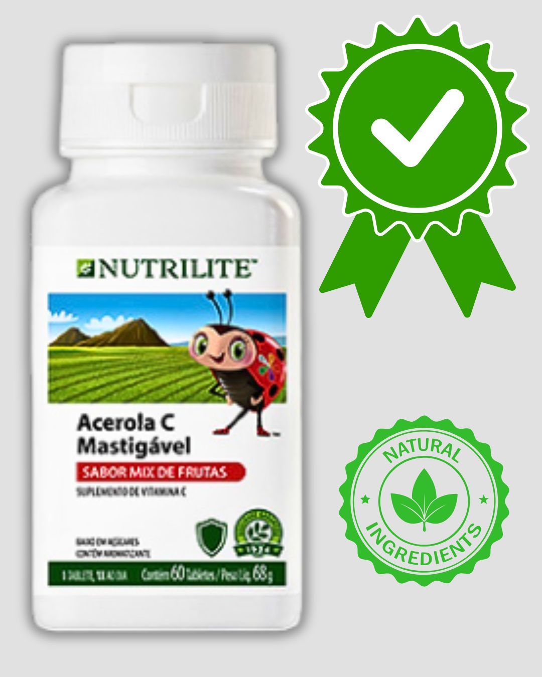 Frasco da Acerola C Mastigável Nutrilite com comprimidos