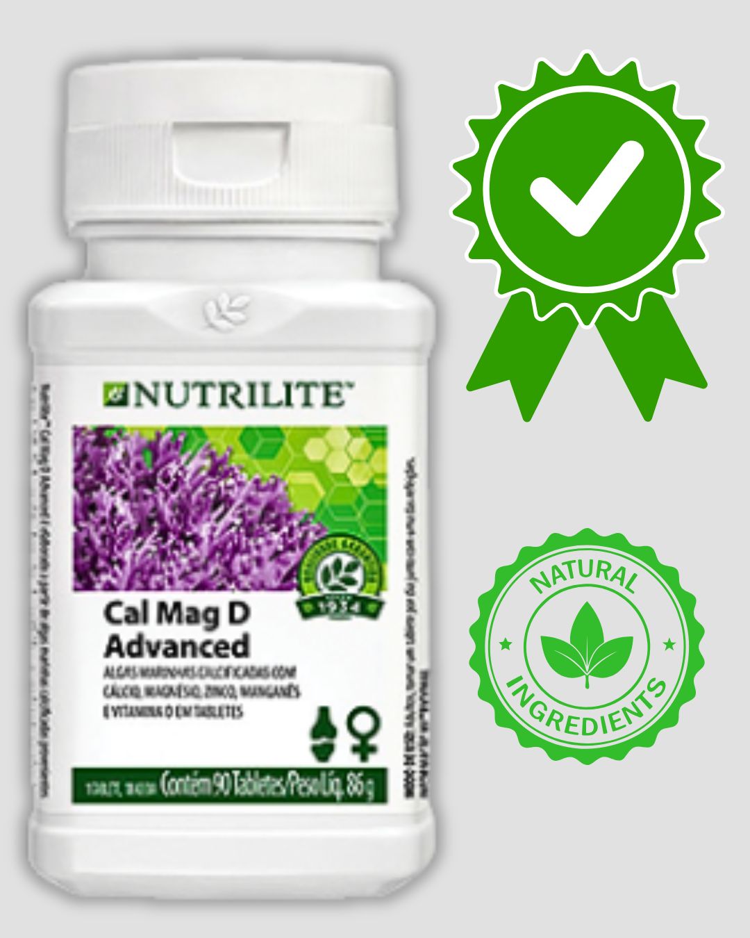 Frasco de Cálcio com Vitamina D e Magnésio Nutrilite