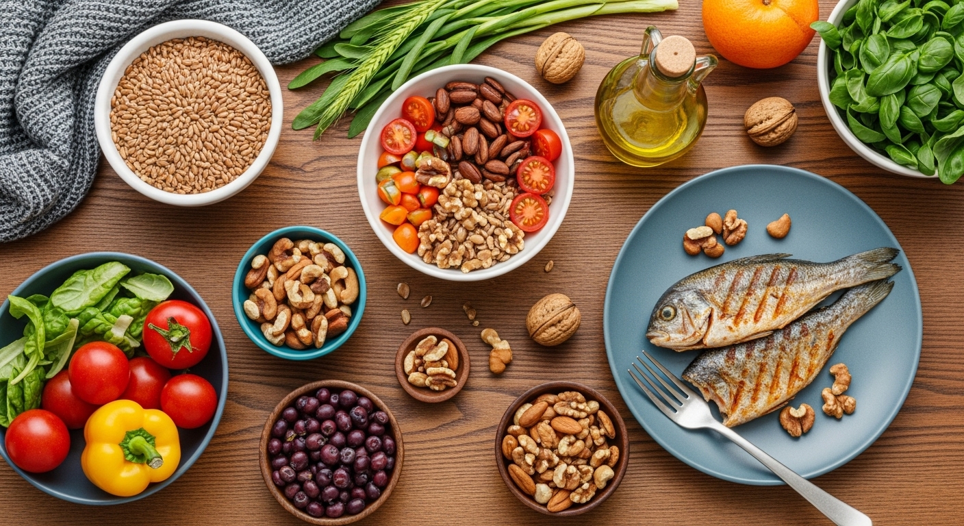 Alimentos saudáveis e variados