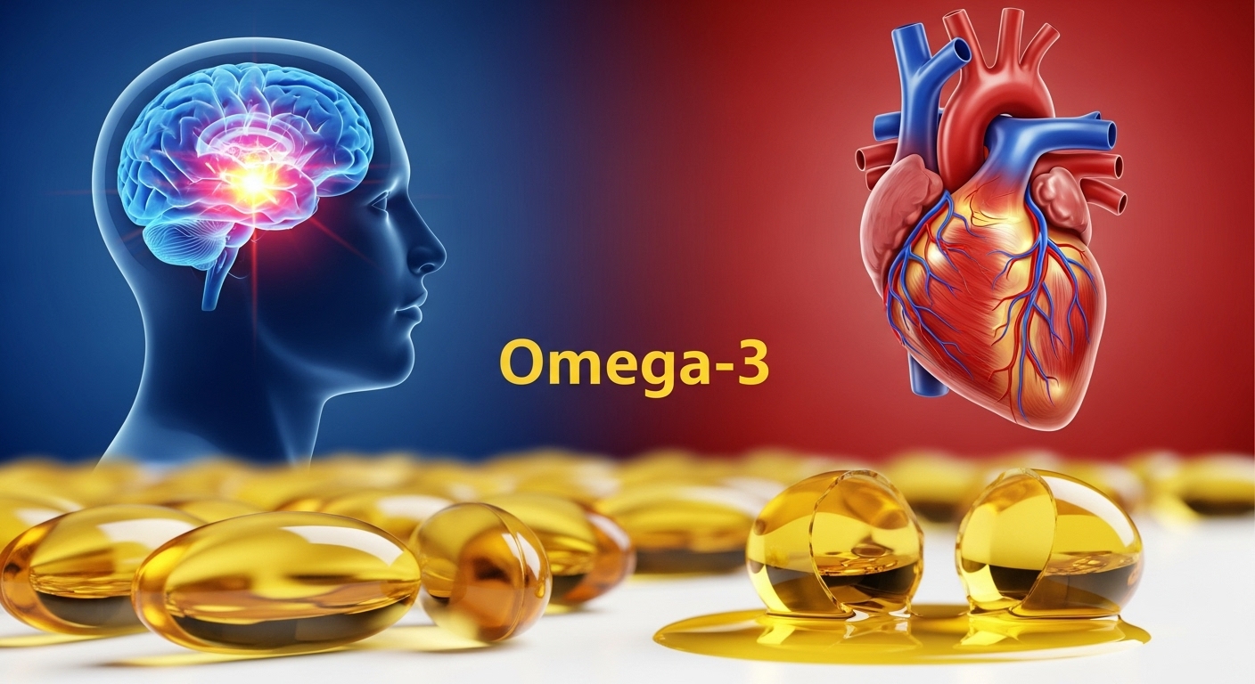 Peixes ricos em Ômega-3 representando a proteção cerebral e cardiovascular.